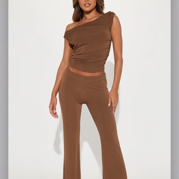 Fashion Nova Off-Shoulder Brown Jumpsuit - Picture 3 of 5